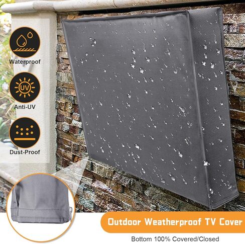 Outdoor TV Cover 52-55 Inch Weatherproof, 600D Zipper Outside TV Covers | Waterproof Outside TV Covers Heavy Duty 600D Fabric Canvas Outdoor TV Screen Protectors Shield for Flat Screen Outdoor TVs in Saudi Arabia