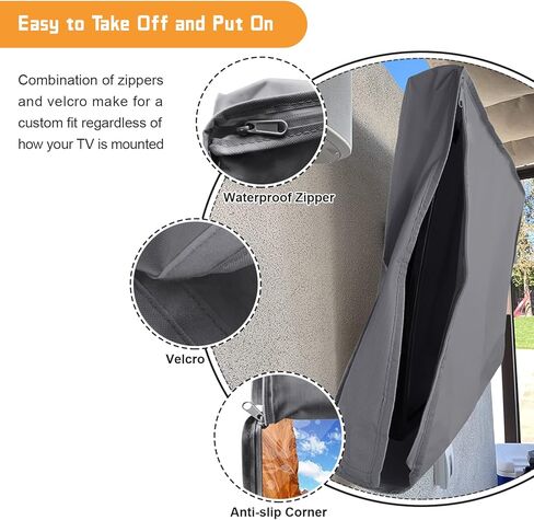 Outdoor TV Cover 52-55 Inch Weatherproof, 600D Zipper Outside TV Covers | Waterproof Outside TV Covers Heavy Duty 600D Fabric Canvas Outdoor TV Screen Protectors Shield for Flat Screen Outdoor TVs in Saudi Arabia