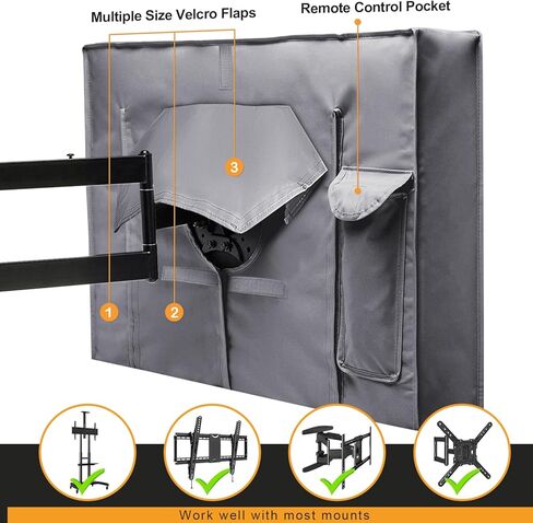 Outdoor TV Cover 52-55 Inch Weatherproof, 600D Zipper Outside TV Covers | Waterproof Outside TV Covers Heavy Duty 600D Fabric Canvas Outdoor TV Screen Protectors Shield for Flat Screen Outdoor TVs in Saudi Arabia