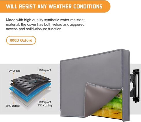 Outdoor TV Cover 52-55 Inch Weatherproof, 600D Zipper Outside TV Covers | Waterproof Outside TV Covers Heavy Duty 600D Fabric Canvas Outdoor TV Screen Protectors Shield for Flat Screen Outdoor TVs in Saudi Arabia