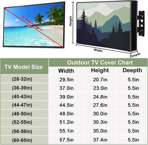 Basumee Outdoor TV Cover 40 to 43 inch Waterproof Weatherproof TV Cover for Outside Half-covered Front with Double Waterproof Zipper 600D Thick Fabric TV Enclosure Protectors For Outdoors in Kuwait