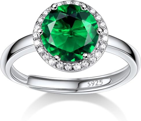 925 Sterling Silver Birthstone Rings for Women Girls with Clear 2ct Heart/ Round/ Teardrop/ Square Crystal, Solitaire Diamond Halo Open Bands Cubic Zirconia Rings Adjustable Size#6-#12 in Kuwait