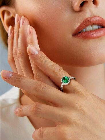 925 Sterling Silver Birthstone Rings for Women Girls with Clear 2ct Heart/ Round/ Teardrop/ Square Crystal, Solitaire Diamond Halo Open Bands Cubic Zirconia Rings Adjustable Size#6-#12 in Kuwait