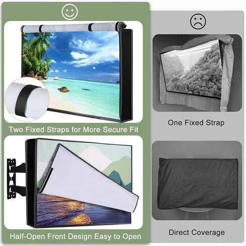 Basumee Outdoor TV Cover 40 to 43 inch Waterproof Weatherproof TV Cover for Outside Half-covered Front with Double Waterproof Zipper 600D Thick Fabric TV Enclosure Protectors For Outdoors in Kuwait