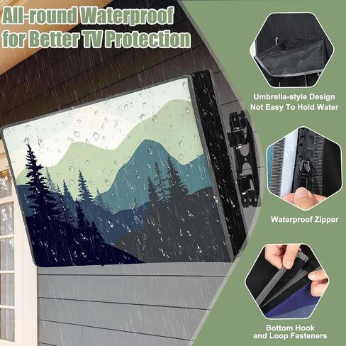 Basumee Outdoor TV Cover 40 to 43 inch Waterproof Weatherproof TV Cover for Outside Half-covered Front with Double Waterproof Zipper 600D Thick Fabric TV Enclosure Protectors For Outdoors in Kuwait