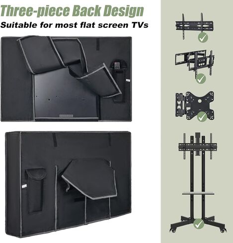 Basumee Outdoor TV Cover 40 to 43 inch Waterproof Weatherproof TV Cover for Outside Half-covered Front with Double Waterproof Zipper 600D Thick Fabric TV Enclosure Protectors For Outdoors in Kuwait