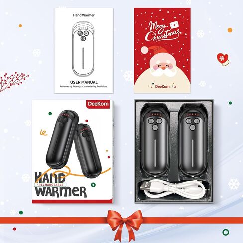 Rechargeable Hand Warmers 2 Pack, 6000mAh Electric Hand Warmer Rechargeable, 2 in 1 Portable Hand Warmers with AI Smart Chips, Outdoor, Hunting, Camping for Family for Christmas in Saudi Arabia