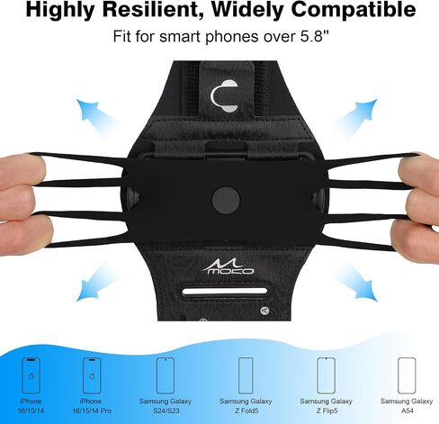 Moko Running Armboldy 360 ° Rotatable for iPhone 16 15 14 13 Pro Max Plus Samsung Galaxy Note S24 S23 يناسب الهواتف الذكية أكثر من 5.8 '' ، حامل الهاتف القابل للانفصال عن تشغيل ركوب الدراجات مع حامل المفتاح in Saudi Arabia