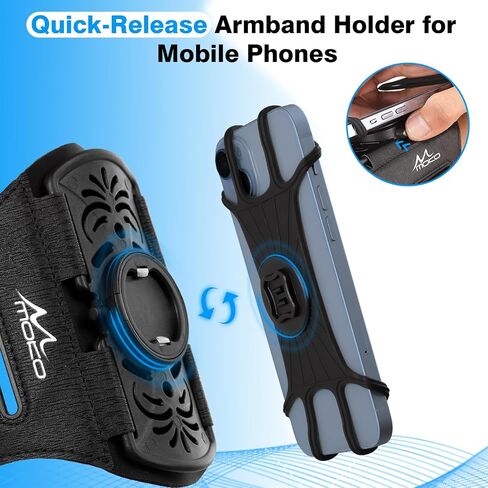 Moko Running Armboldy 360 ° Rotatable for iPhone 16 15 14 13 Pro Max Plus Samsung Galaxy Note S24 S23 يناسب الهواتف الذكية أكثر من 5.8 '' ، حامل الهاتف القابل للانفصال عن تشغيل ركوب الدراجات مع حامل المفتاح in Saudi Arabia