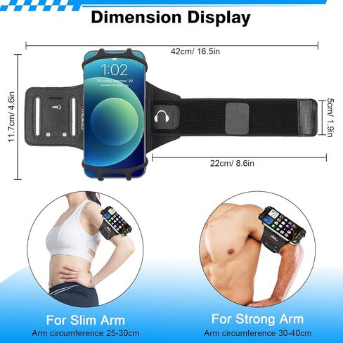 Moko Running Armboldy 360 ° Rotatable for iPhone 16 15 14 13 Pro Max Plus Samsung Galaxy Note S24 S23 يناسب الهواتف الذكية أكثر من 5.8 '' ، حامل الهاتف القابل للانفصال عن تشغيل ركوب الدراجات مع حامل المفتاح in Saudi Arabia