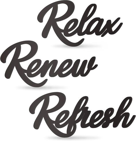 KOYILTD 3 Pieces Bathroom Decor Wooden Bathroom Sign Relax Renew Refresh Sign (black) in Saudi Arabia