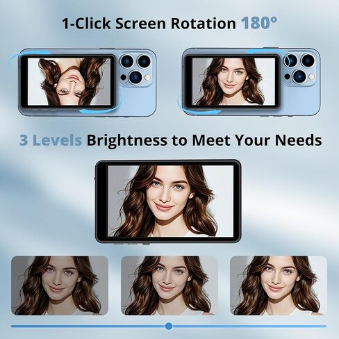 Selfie Monitor Screen iPhone,Magnetic Selfie Screen 4K 60fps Bluetooth Remote,Back Camera Monitor for Vlog Live Stream TikTok,Wireless Screen Mirroring with iPhone & Android(Pink) in Saudi Arabia