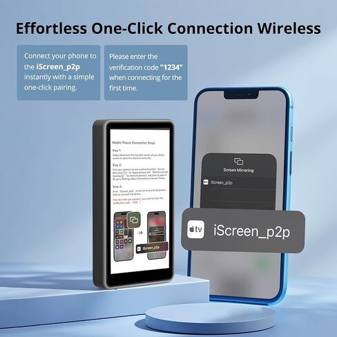 Selfie Monitor Screen iPhone,Magnetic Selfie Screen 4K 60fps Bluetooth Remote,Back Camera Monitor for Vlog Live Stream TikTok,Wireless Screen Mirroring with iPhone & Android(Pink) in Saudi Arabia
