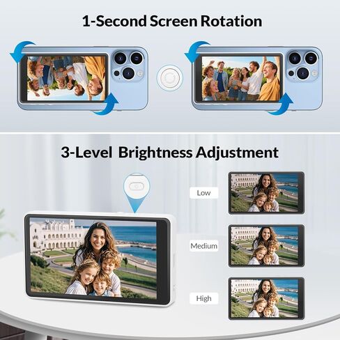 شاشة شاشة Selfie Selfie Phone Phostrip Magnetic Vlog ، شاشة Selfie Camera 1080 بكسل ، تسجيل لاسلكي 4K 30 إطارًا في الثانية لـ iPhone & Android ، الكاميرا الخلفية لـ Selfie Vlog Live Stream Tiktok in Kuwait