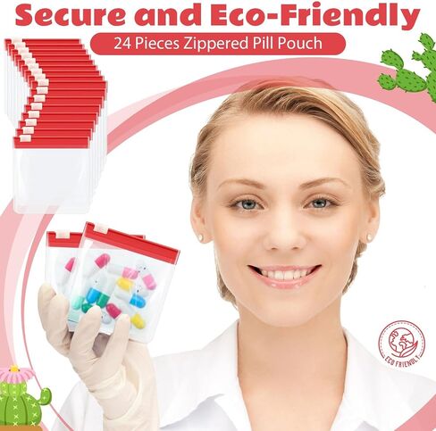 24 Pieces Pill Pouch Bags Zippered Pill Pouch Set Reusable Translucent Medicine Organizer Self Sealing Medicine Bag Travel Plastic Pill Bags with Slide Lock Pill Baggies for Pills Storage (Black) in Saudi Arabia