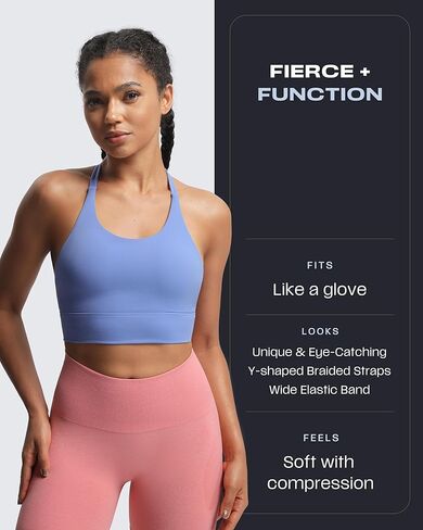 حمالات صدر رياضية للنساء من Aoxjox مضفرة متوسطة التأثير براندي للياقة البدنية والصالة الرياضية حمالة صدر طويلة لليوجا بدون أكمام in Kuwait