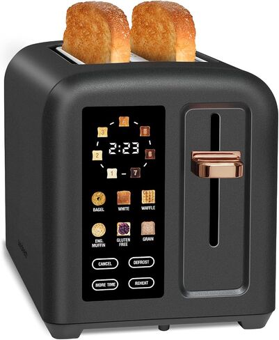 SEEDEEM Toaster 2 Slice, Touch Control Stainless Toaster LCD Display, 50% Faster Heating Speed, 1.4'' Wide Slots, More Timer Functions, Removable Crumb Tray, 1350W, Black in Saudi Arabia