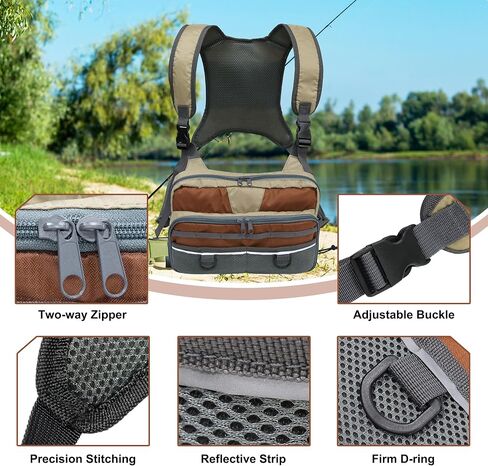 MyDays Fishing Chest Pack ، حقيبة صيد الأسماك للرجال والنساء ، معالجة وصناديق الطيران حزمة تخزين ، حزمة مجهر الصيد (رمادي) in Kuwait