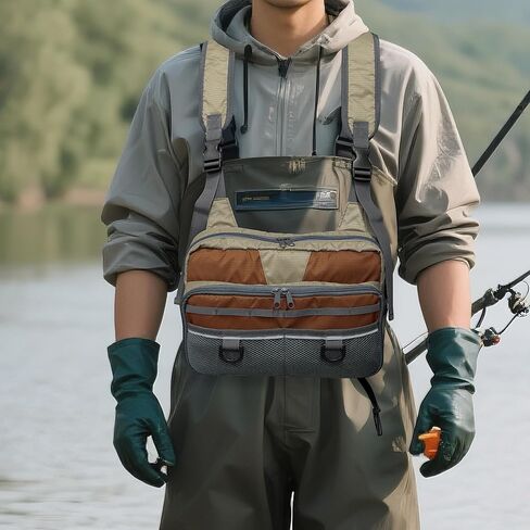 MyDays Fishing Chest Pack ، حقيبة صيد الأسماك للرجال والنساء ، معالجة وصناديق الطيران حزمة تخزين ، حزمة مجهر الصيد (رمادي) in Kuwait