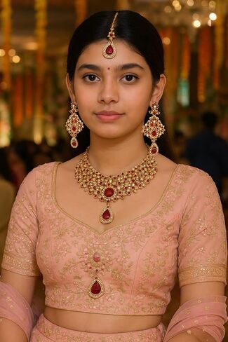 Touchstone New Indian Bollywood Charming Look Fine Filigree Sparkling Rhinestones Designer Jewelry Necklace Set in Gold Tone for Women. in Kuwait