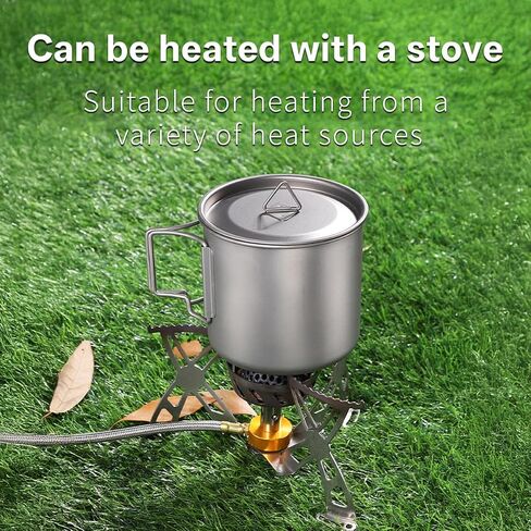 أدوات طبخ التيتانيوم التخييم 750 مل من أدوات التيتانيوم مع موقد التخييم و SPORK PORTABLE POTABLE للتنزه على الظهر المشي لمسافات طويلة in Kuwait