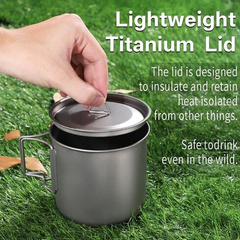 أدوات طبخ التيتانيوم التخييم 750 مل من أدوات التيتانيوم مع موقد التخييم و SPORK PORTABLE POTABLE للتنزه على الظهر المشي لمسافات طويلة in Kuwait