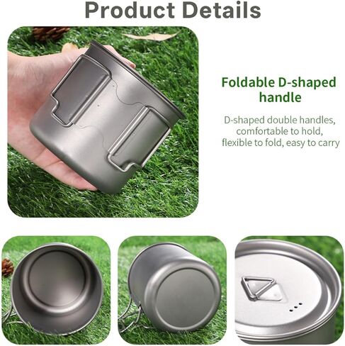 أدوات طبخ التيتانيوم التخييم 750 مل من أدوات التيتانيوم مع موقد التخييم و SPORK PORTABLE POTABLE للتنزه على الظهر المشي لمسافات طويلة in Kuwait