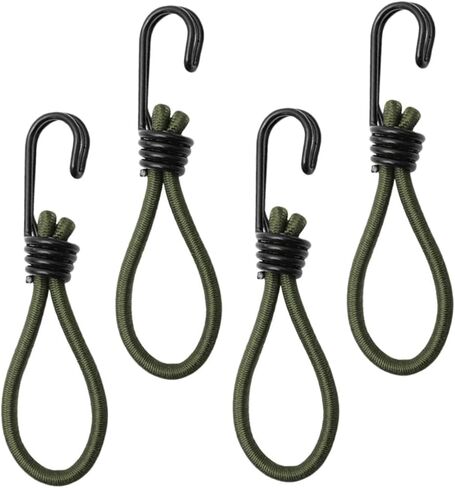 POPETPOP 4Pcs Outdoor Tent Bungee Cords Elastic Rope Hooks for Camping Accessories Sturdy and Flexible Design for Easy Setup Suitable for Tents and Tarps in Saudi Arabia
