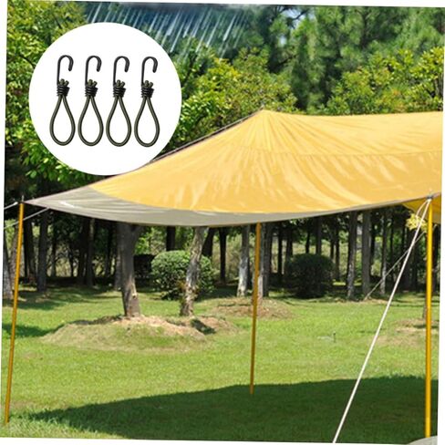POPETPOP 4Pcs Outdoor Tent Bungee Cords Elastic Rope Hooks for Camping Accessories Sturdy and Flexible Design for Easy Setup Suitable for Tents and Tarps in Saudi Arabia