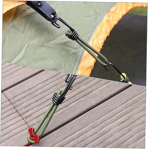 POPETPOP 4Pcs Outdoor Tent Bungee Cords Elastic Rope Hooks for Camping Accessories Sturdy and Flexible Design for Easy Setup Suitable for Tents and Tarps in Saudi Arabia