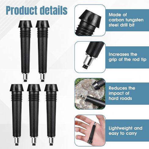 5 Pack Trekking Pole Carbide Tips Universal Hiking Rod End Tip Replacement Walking Sticks Tip Protectors Carbide Poles Tips for Outdoor Climbing Snow Mud in Saudi Arabia