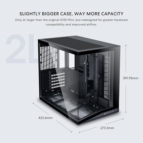 LIAN LI O11D MINI V2 | Compact ATX Mid-Tower Airflow Computer Case | Panoramic View | Fully Ventilated Airflow | Adjustable I/O | Pillar-Less | Cable Management | White (O11DMIV2W) in Saudi Arabia