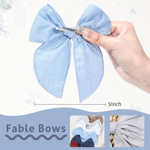 DEEKA 8 قطع كبيرة من ربطات الشعر القطنية والكتانية للفتيات الصغيرات إكسسوارات شعر محايدة مصنوعة يدويًا للفتيات الصغيرات والأطفال in Kuwait