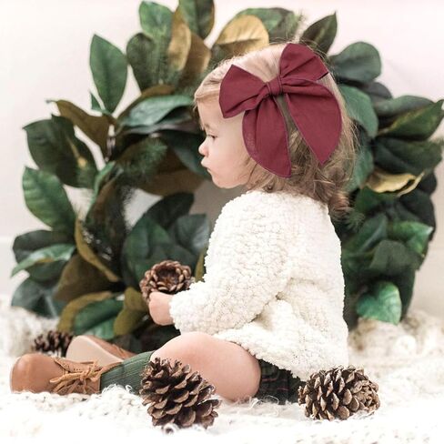 DEEKA 8 قطع كبيرة من ربطات الشعر القطنية والكتانية للفتيات الصغيرات إكسسوارات شعر محايدة مصنوعة يدويًا للفتيات الصغيرات والأطفال in Kuwait