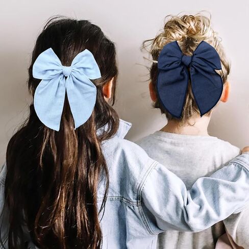 DEEKA 8 قطع كبيرة من ربطات الشعر القطنية والكتانية للفتيات الصغيرات إكسسوارات شعر محايدة مصنوعة يدويًا للفتيات الصغيرات والأطفال in Kuwait