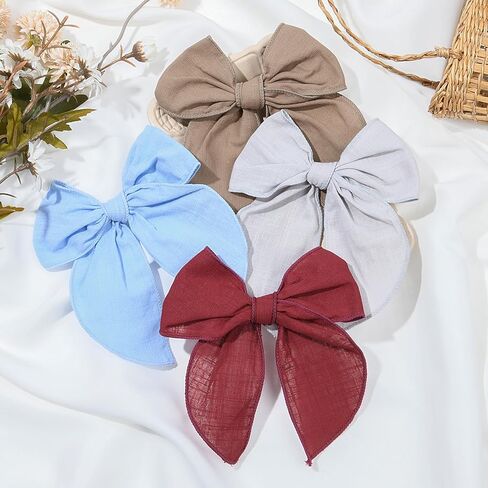 DEEKA 8 قطع كبيرة من ربطات الشعر القطنية والكتانية للفتيات الصغيرات إكسسوارات شعر محايدة مصنوعة يدويًا للفتيات الصغيرات والأطفال in Kuwait