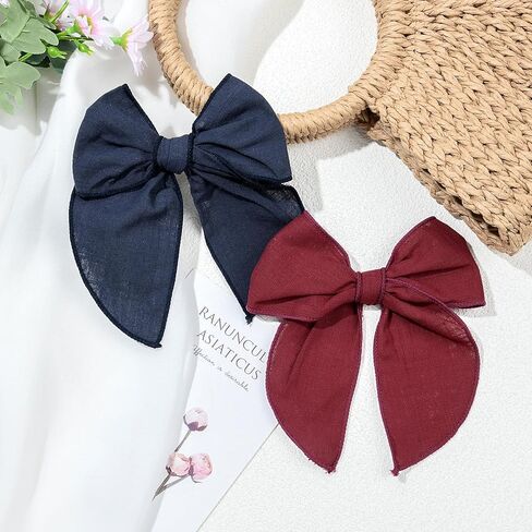 DEEKA 8 قطع كبيرة من ربطات الشعر القطنية والكتانية للفتيات الصغيرات إكسسوارات شعر محايدة مصنوعة يدويًا للفتيات الصغيرات والأطفال in Kuwait