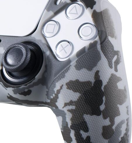 قبضة الملمس الجلد السيليكون لوحدة التحكم PS5 x 2 (تمويه رمادي) مع قبضة الإبهام المحترفين × 8 in Saudi Arabia