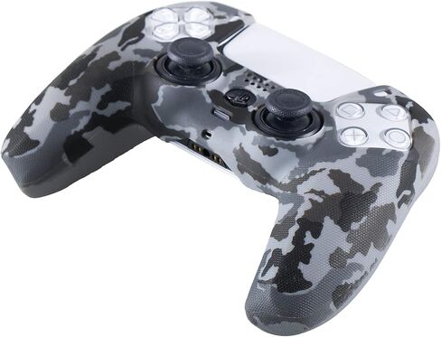 قبضة الملمس الجلد السيليكون لوحدة التحكم PS5 x 2 (تمويه رمادي) مع قبضة الإبهام المحترفين × 8 in Saudi Arabia