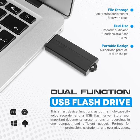 جهاز USB Audio Note Device 288 ساعة التخزين | التقاط الصوت الخالية من اليدين | عمر البطارية الممتد | نقل ملف سهل | جهاز مضغوط للاجتماعات والمحاضرات والملاحظات الشخصية in Saudi Arabia