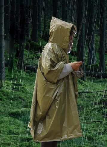 Heavy - Duty Emergency Poncho with Mylar Liner Waterproof Reflective & Warm for Outdoor Use in Saudi Arabia