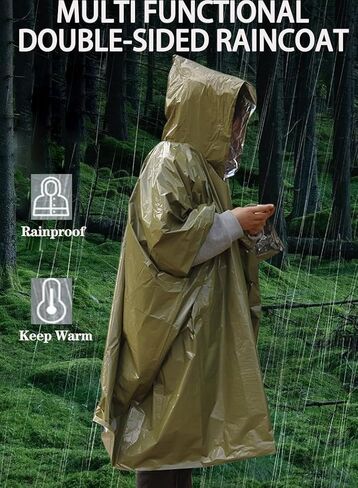 Heavy - Duty Emergency Poncho with Mylar Liner Waterproof Reflective & Warm for Outdoor Use in Saudi Arabia