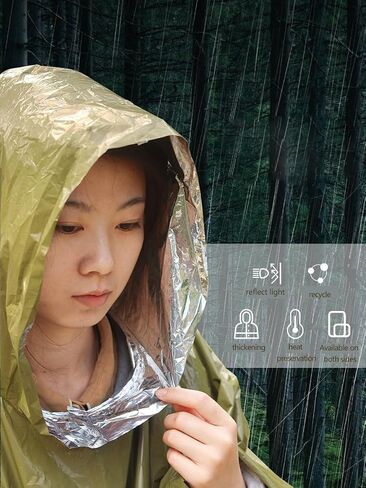 Heavy - Duty Emergency Poncho with Mylar Liner Waterproof Reflective & Warm for Outdoor Use in Saudi Arabia