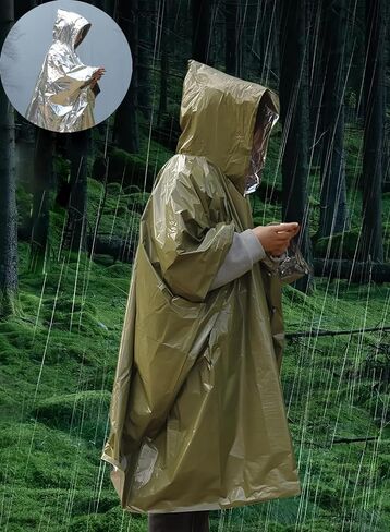 Heavy - Duty Emergency Poncho with Mylar Liner Waterproof Reflective & Warm for Outdoor Use in Saudi Arabia