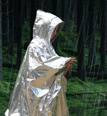 Heavy - Duty Emergency Poncho with Mylar Liner Waterproof Reflective & Warm for Outdoor Use in Saudi Arabia