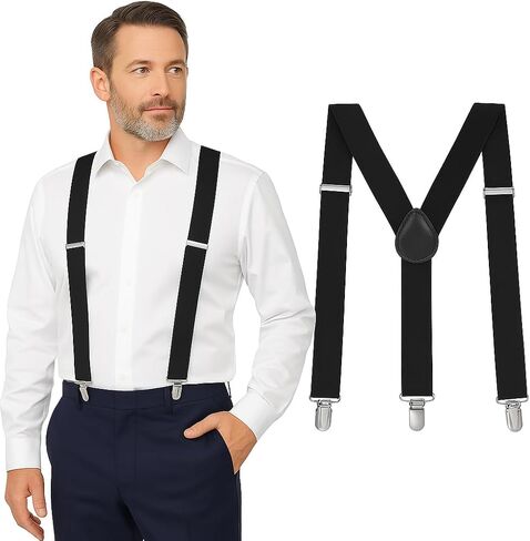 Suspenders for Men - Adjustable Size Elastic 1 inch Wide Y Shape Costume Suspenders Women Mens Suspenders Heavy Duty Clips in Saudi Arabia