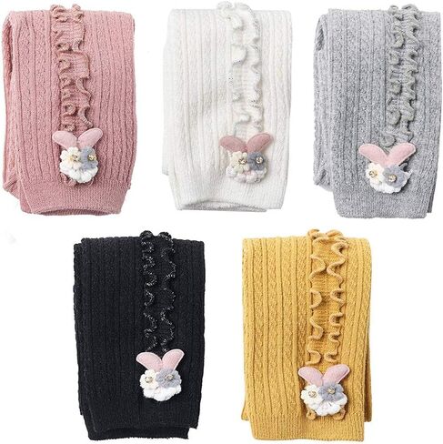 5 Pack Baby Little Girls Ruffle Lace Accessories Ankle Cable Knit Leggings Pants Kids Footless Tights Stocking in Saudi Arabia