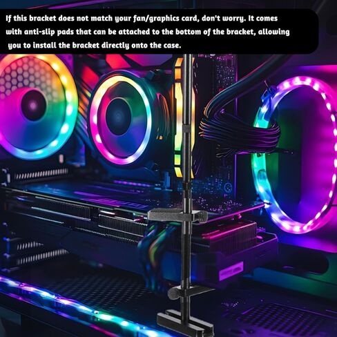 بطاقة SAG SAG قابلة للتكيف مع GPU قابلة للضبط ، حامل GPU من أجل جبل المروحة ، قوس SAG مع وسادة مطاطية ، ارتفاع 10-190 مم ، دعم بطاقة الرسومات السوداء in Kuwait