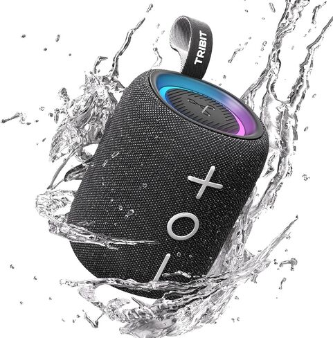 Tribit StormBox Mini+ Portable Bluetooth Speaker, 12W Wireless Speaker with 360°Surround Sound, 12H Playtime, Custom EQ, BT5.4, IPX7 Waterproof, RGB Lights, Type-C, TWS, AAC/SBC, Home/Outdoor/Travel in Saudi Arabia
