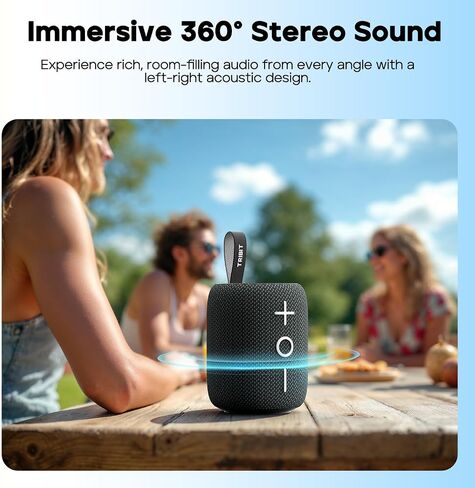 Tribit StormBox Mini+ Portable Bluetooth Speaker, 12W Wireless Speaker with 360°Surround Sound, 12H Playtime, Custom EQ, BT5.4, IPX7 Waterproof, RGB Lights, Type-C, TWS, AAC/SBC, Home/Outdoor/Travel in Saudi Arabia